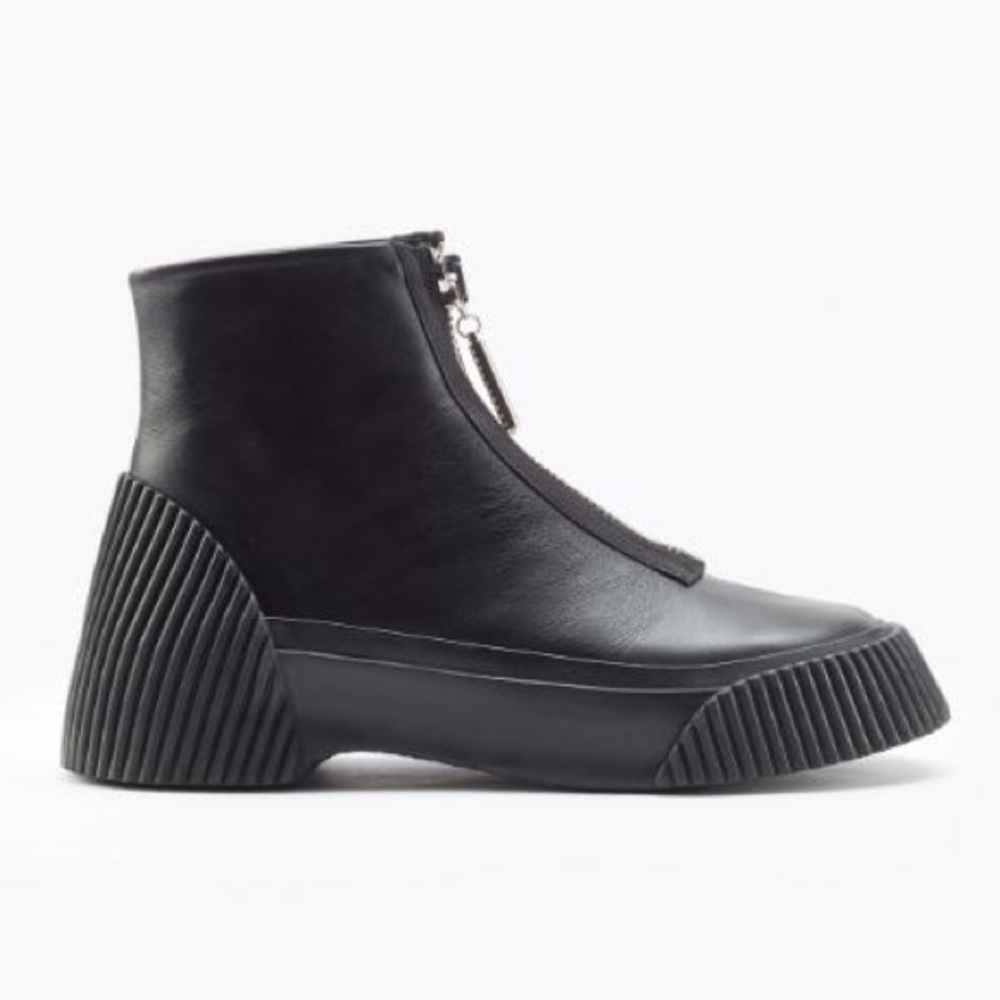 3.1 Phillip Lim black zip up Lela combat lugged platform ankle boots